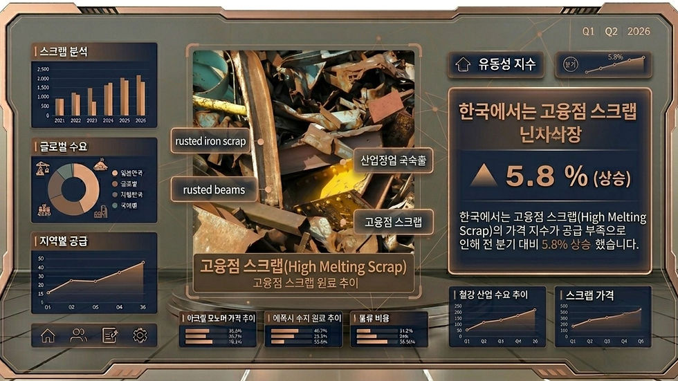 한국에서는 고융점 스크랩 (High Melting Scrap)의 가격 지수가 공급 부족으로 인해 전 분기 대비 5.8% 상승했습니다.