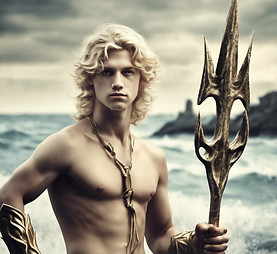 Young man blond son of Poseidon with a trident.jpg