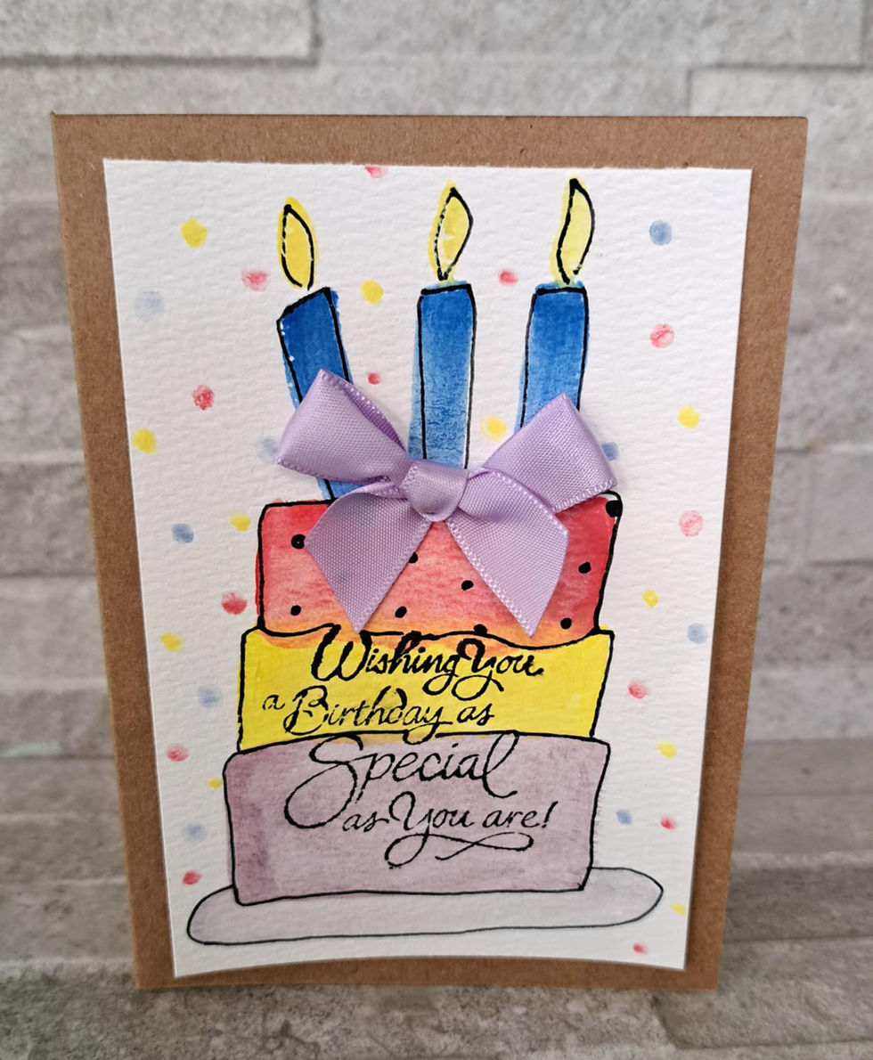 Thumbnail: Watercolor birthday cake card: Wishing you a birthday as special as you are!