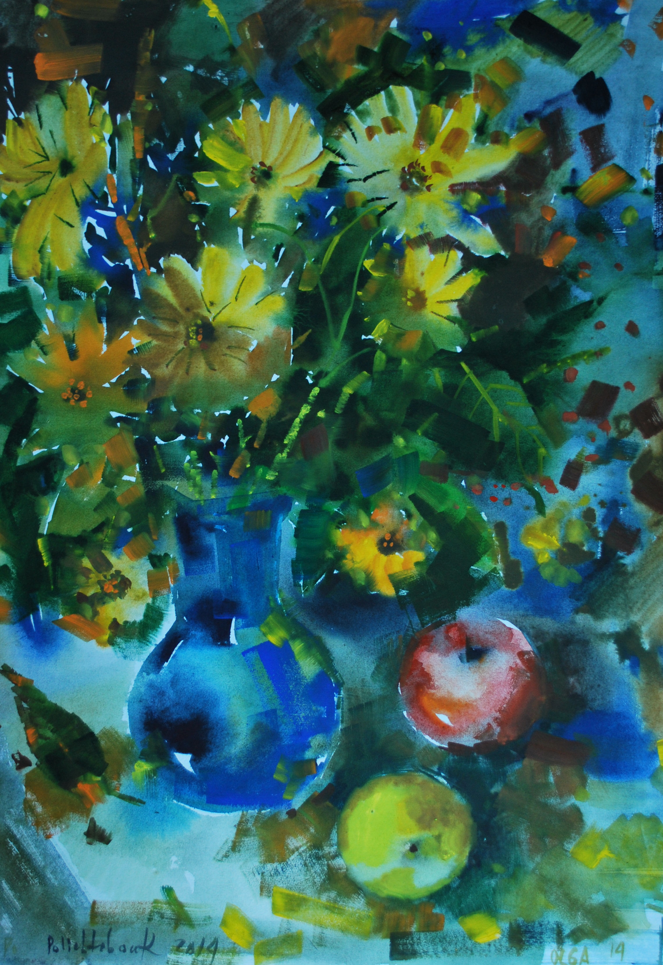 Naturamorta con i fiori gialle