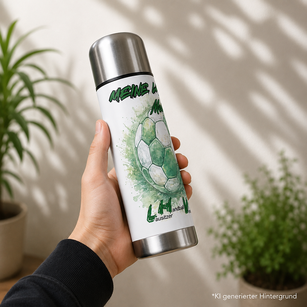 Edelstahl-Thermoflasche im Handballdesign