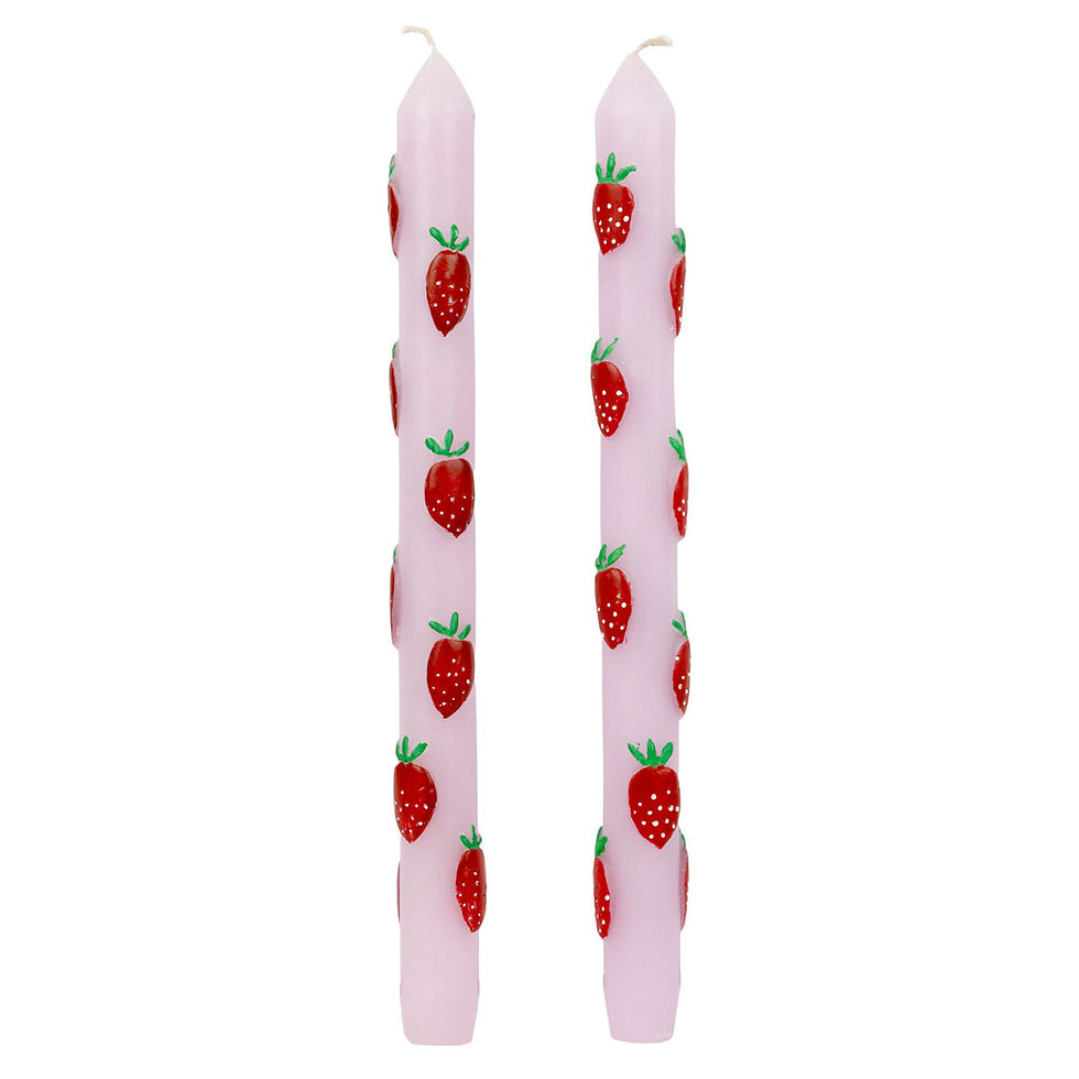 Thumbnail: Pink strawberry dinner candles - set of 2 