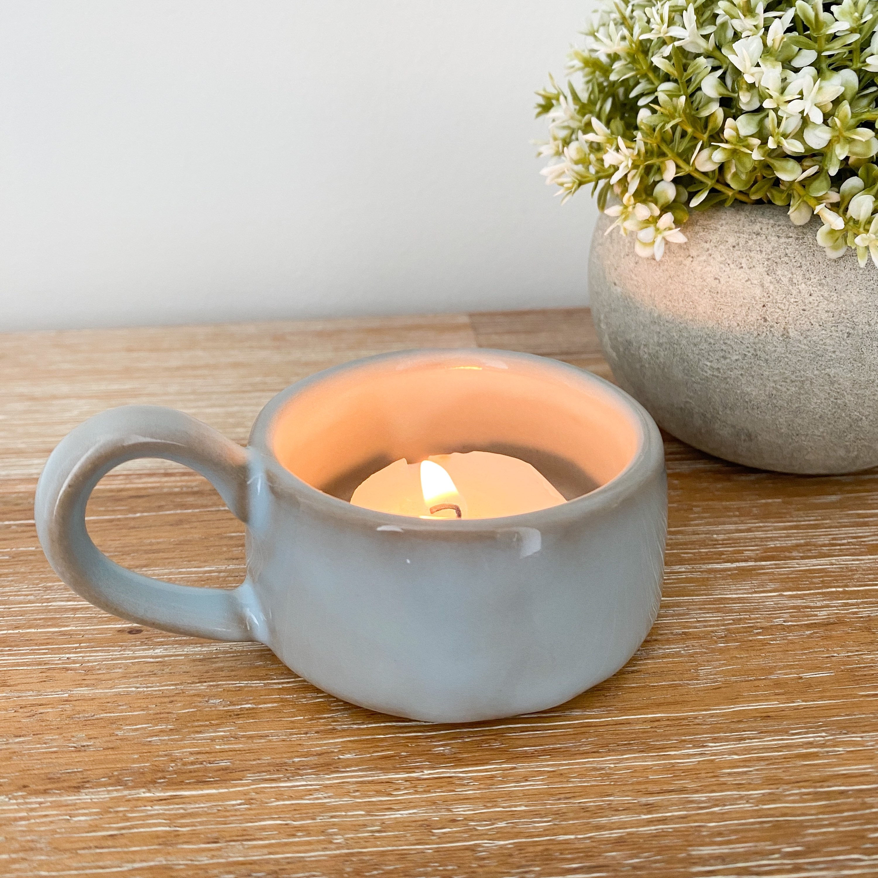 Stoneware tealight cup - eggshell 
