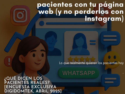 Doctora dominicana frente a una página web médica profesional con íconos de WhatsApp, Instagram y reseñas de pacientes. Diseño 3D moderno, ideal para clínicas en República Dominicana.