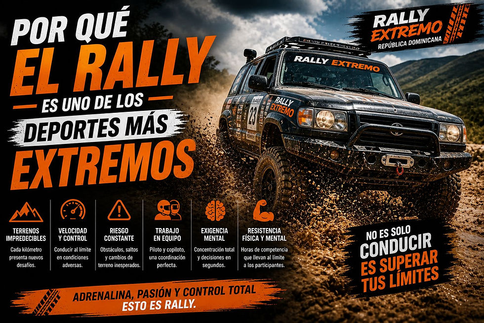 Por qué el rally es un deporte extremo con vehículo 4x4 en ruta offroad en condiciones difíciles
