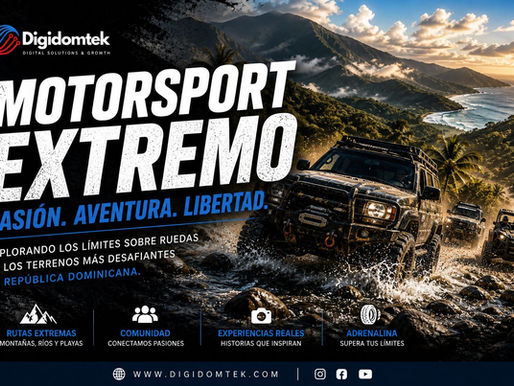 Vehículos 4x4 atravesando un río en un entorno montañoso tropical en República Dominicana durante una ruta de motorsport extremo