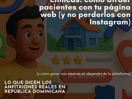 Página web moderna para propietarios de Airbnb en República Dominicana con íconos de reservas directas, WhatsApp y diseño profesional 3D.