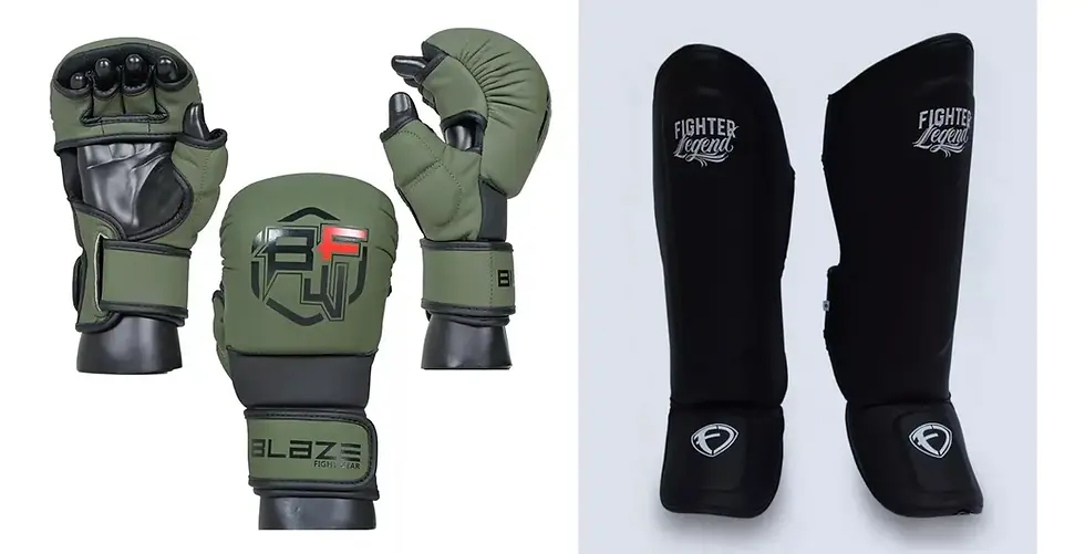 Miniatura: Paquete: Espinilleras Fighter Legend+ Guantes Blaze