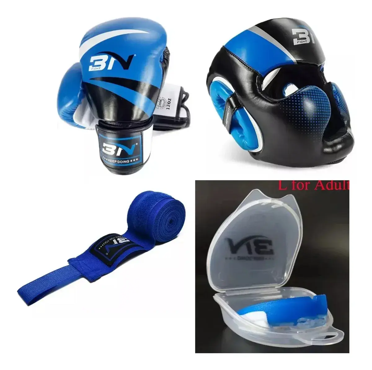 Paquete: Caretas + Guantes + Vendas + Bucal BN