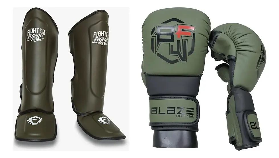 Miniatura: Paquete: Espinilleras Fighter Legend+ Guantes Blaze
