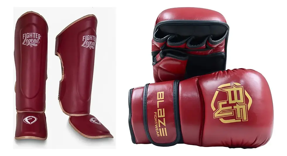 Miniatura: Paquete: Espinilleras Fighter Legend+ Guantes Blaze