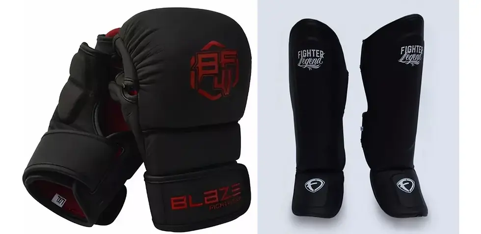 Miniatura: Paquete: Espinilleras Fighter Legend+ Guantes Blaze