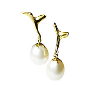 Coral twigs yellow gold starfish pearls earrings.jpg
