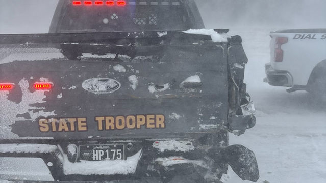 State Trooper's Vehicle Rear-Ended in Whiteout Conditions