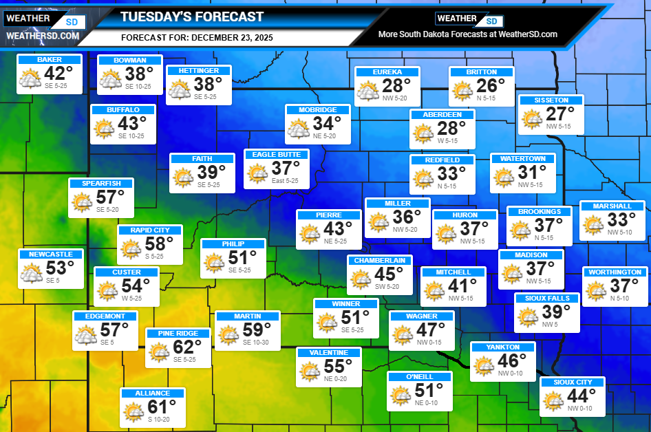 Tuesday's South Dakota Forecast