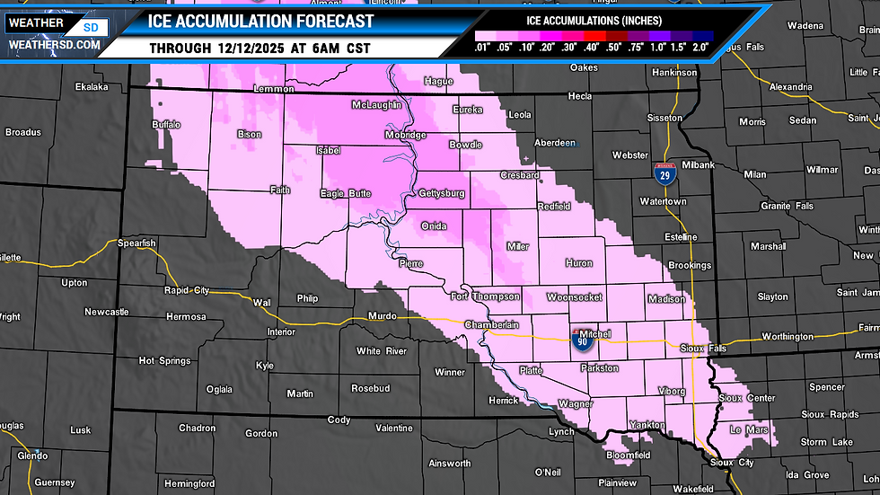 Ice forecast for South Dakota
