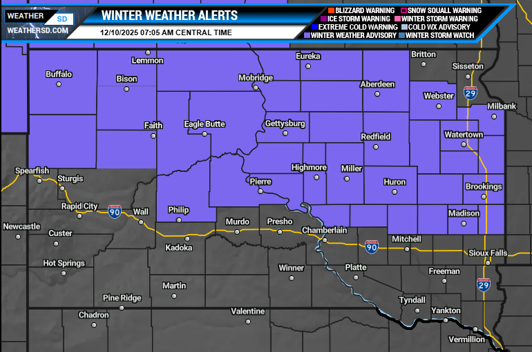 Winter Weather Alerts as of Wednesday Morning