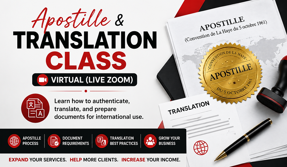 APOSTILLE & TRANSLATION- $350 ticket