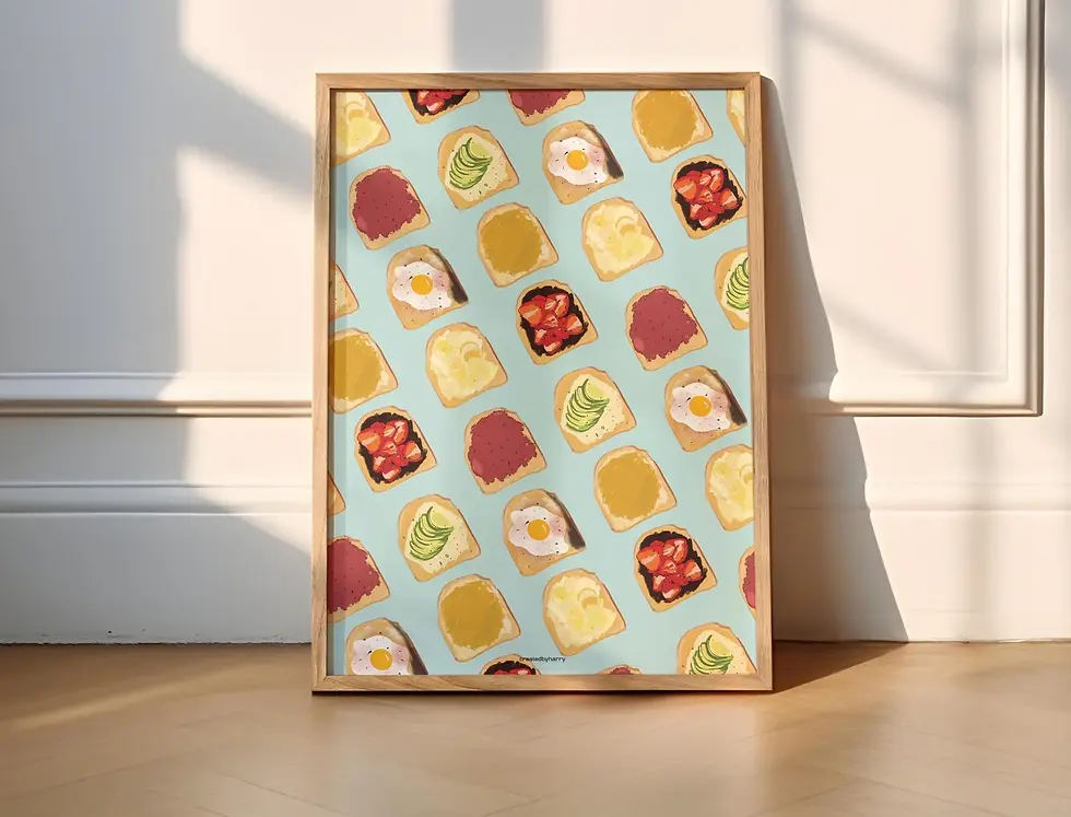 Thumbnail: Toast Toppings Breakfast Wall Art Print