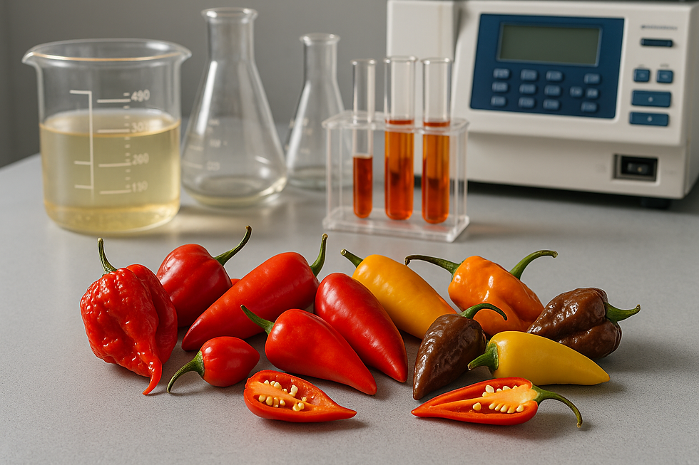 Laboratory testing equipment used to measure chili pepper heat levels on the Scoville scale.