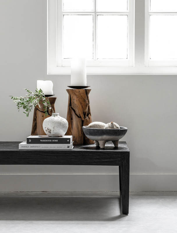 Miniaturbild: MUST LIVING, Kerzenständer Flame, recyceltes Teakholz, braun