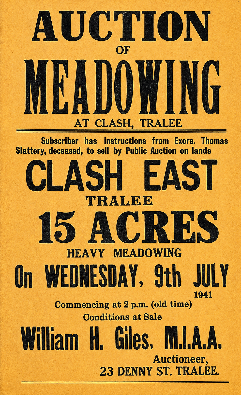 Thumbnail: Vintage 1941 Tralee Land Auction Print
