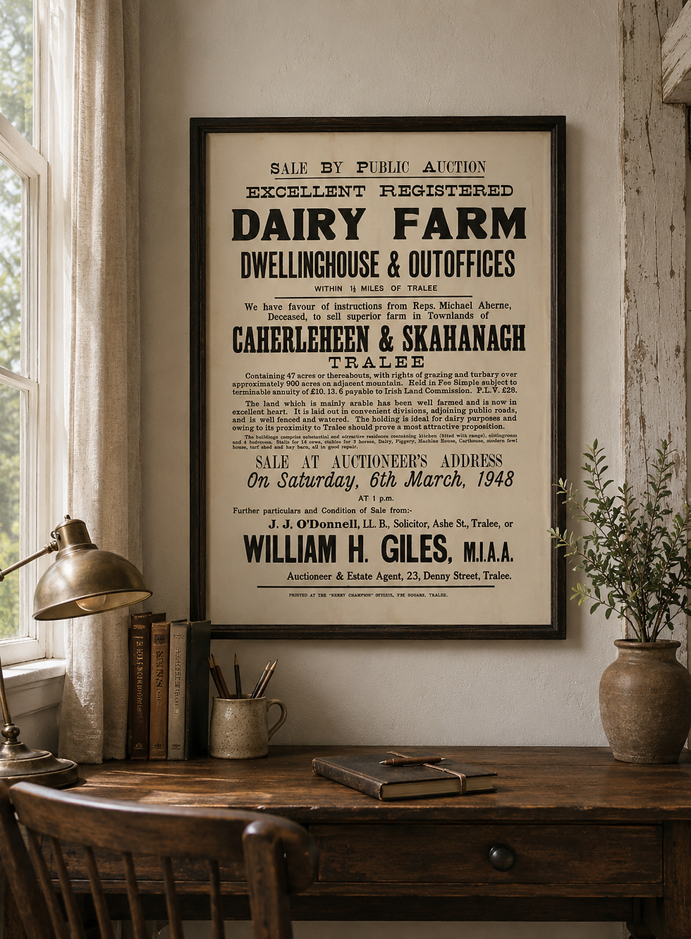 Thumbnail: Vintage 1948 Tralee Farm Auction Print