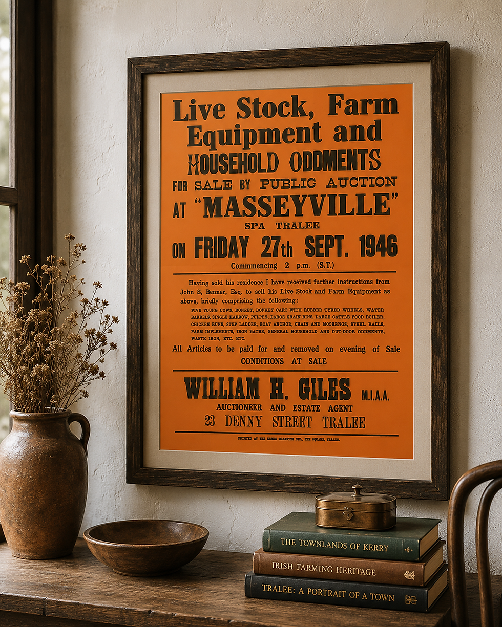 Thumbnail: Vintage 1946 Tralee Goods Auction Print