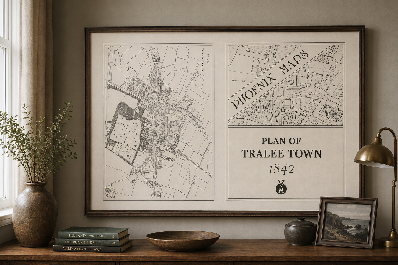 Vintage 1842 Map of Tralee Print
