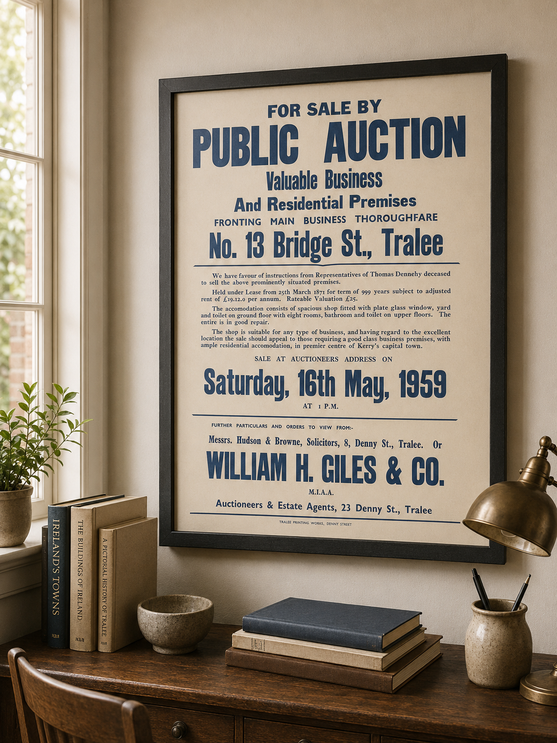 Vintage 1959 Tralee Property Auction Print