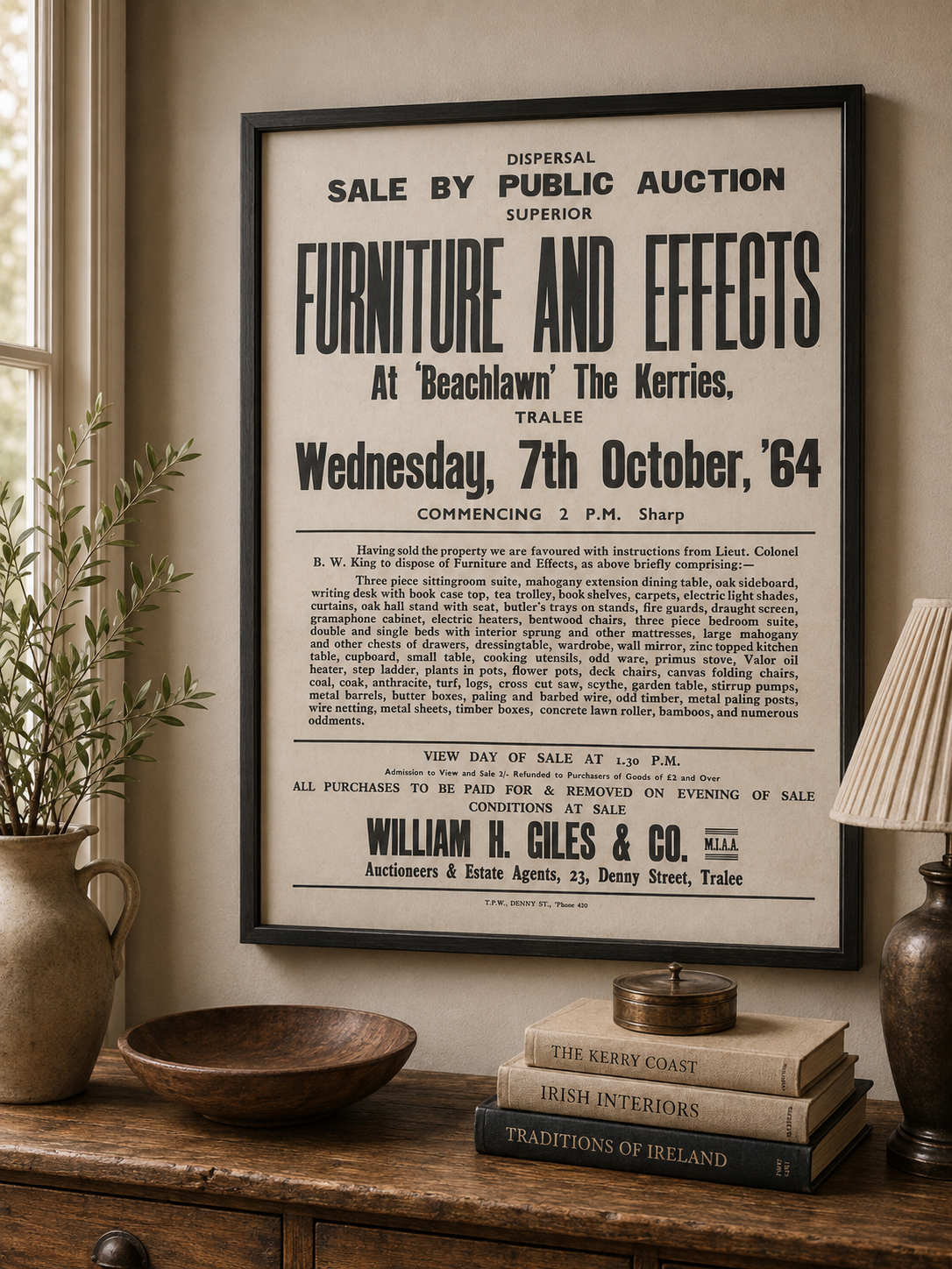 Vintage 1964 Tralee Furniture Auction Print