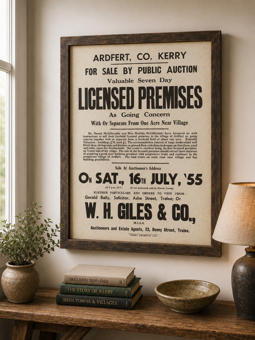 Vintage 1955 Ardfert Property Auction Print