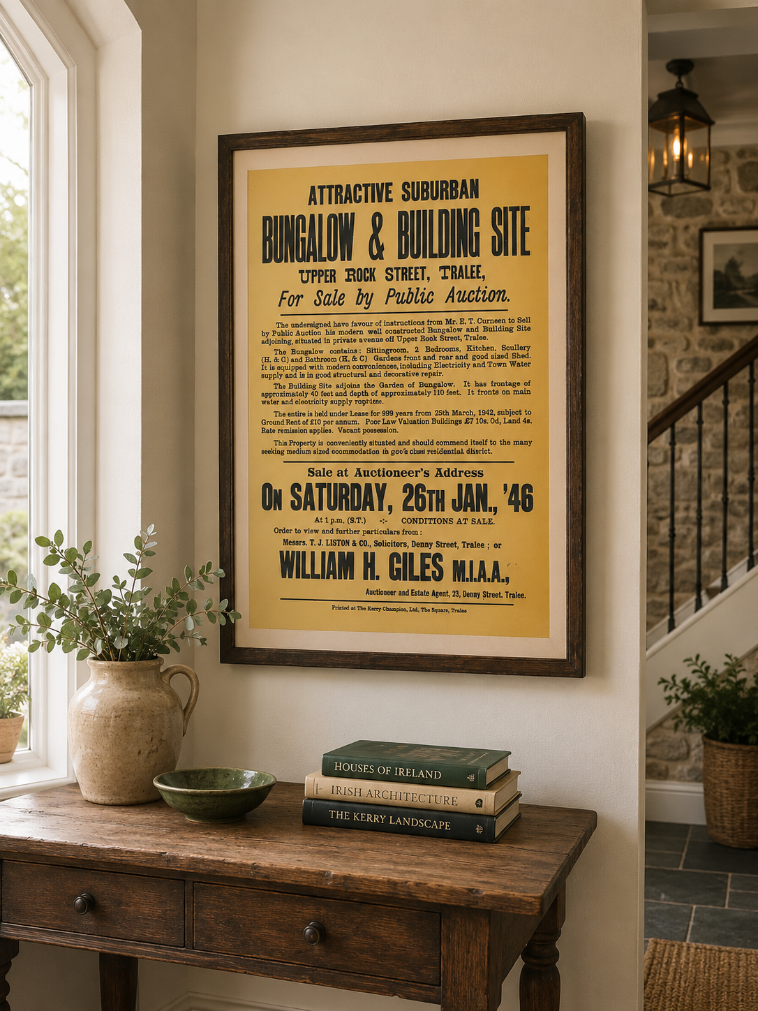 Vintage 1946 Tralee Property Auction Print