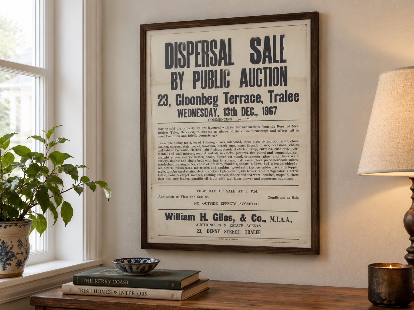Vintage 1967 Tralee Property Auction Print