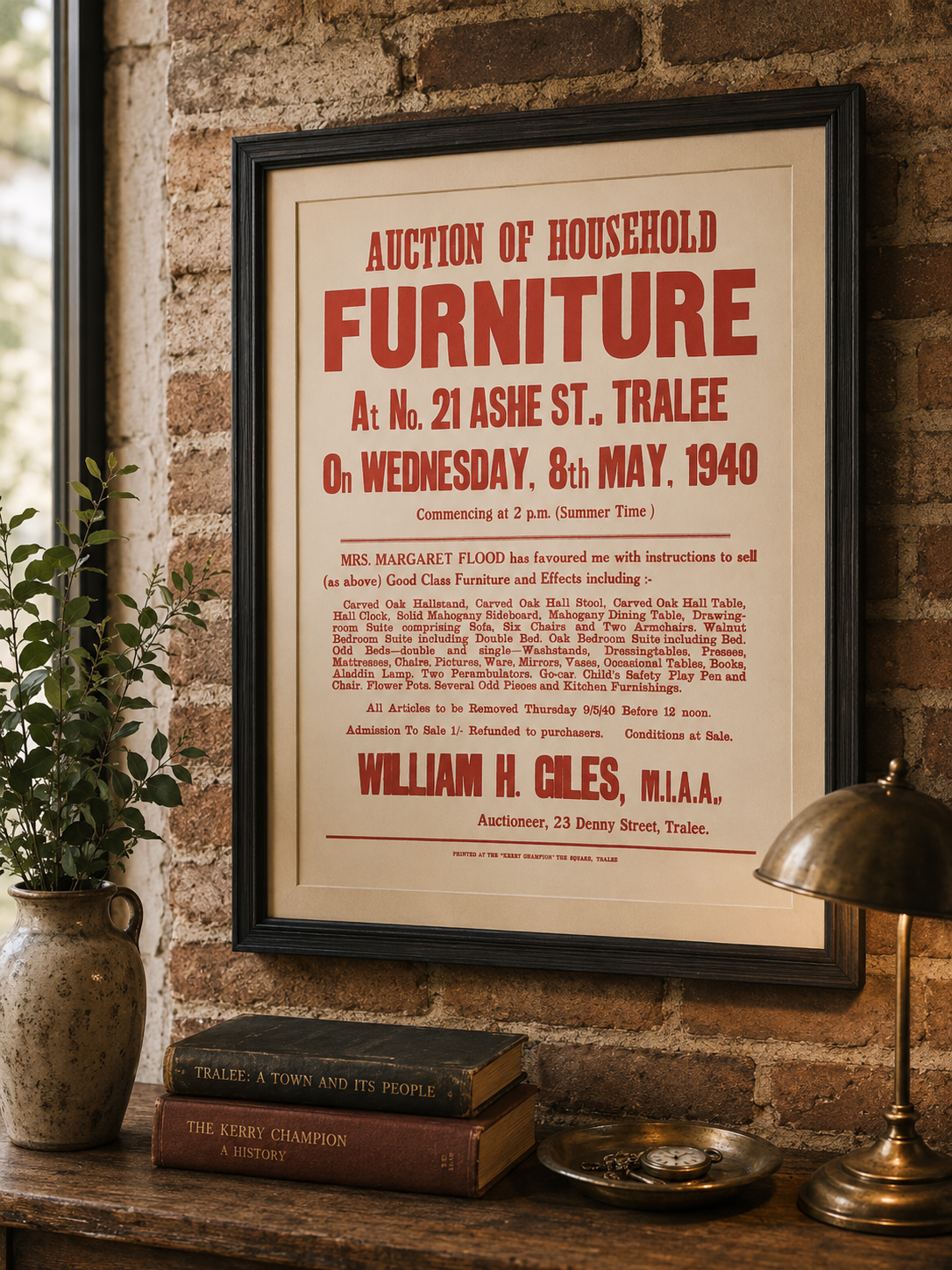 Vintage 1940 Tralee Furniture Auction Print