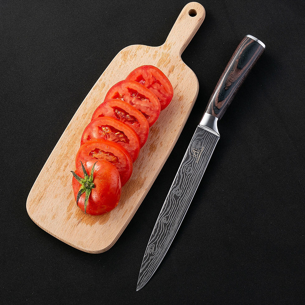 Thumbnail: Kormos Elegant Damascus Chef Knives