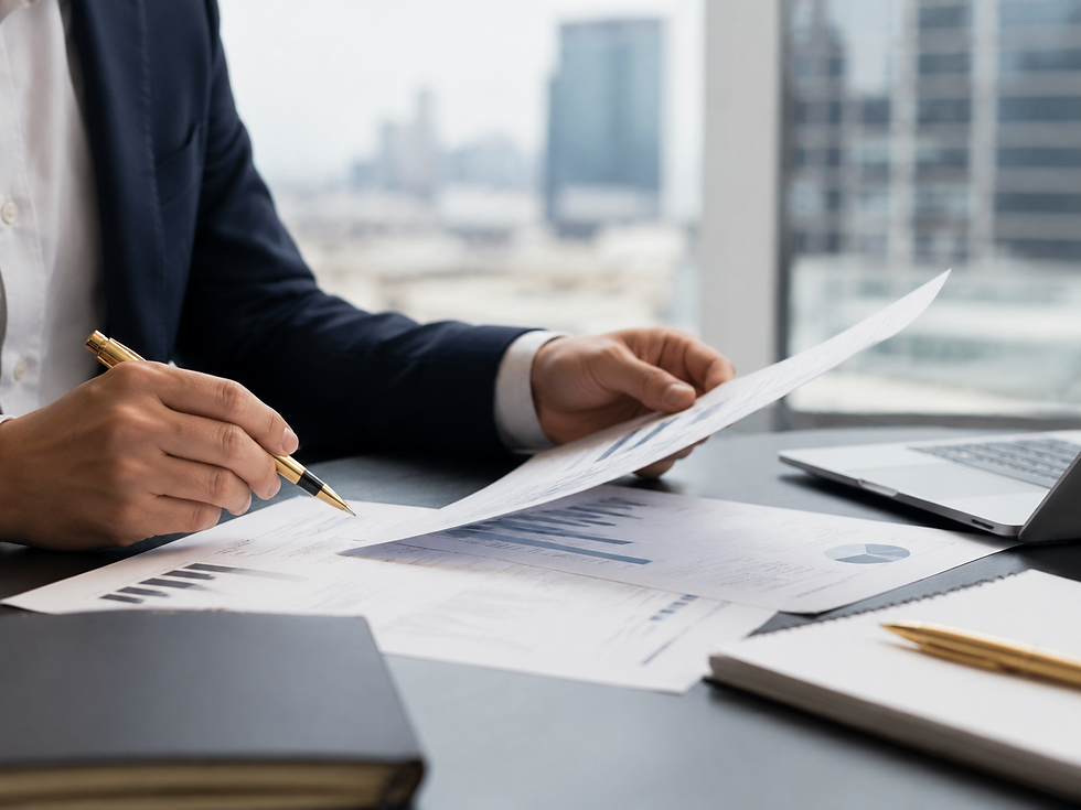 Business professional reviewing UK market entry strategy