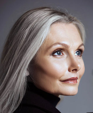 close up of elderly women with natural makeup on