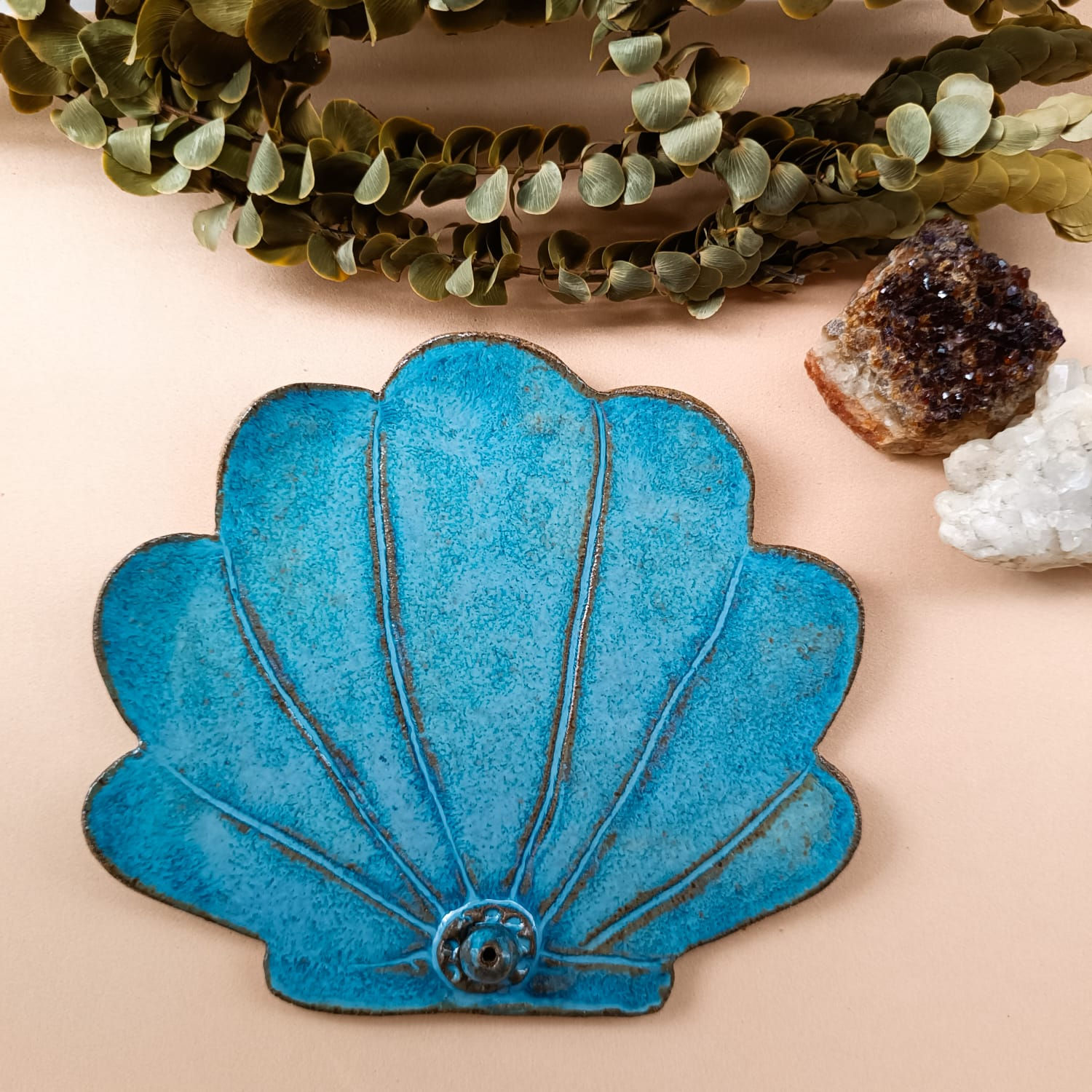 Incensário de Cerâmica Concha| Azul Mar