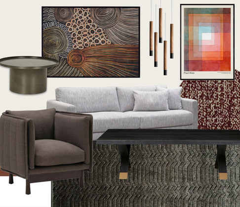 Living room interior design sample board