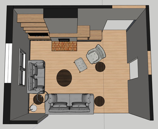 Living room 3D model floorplan layout