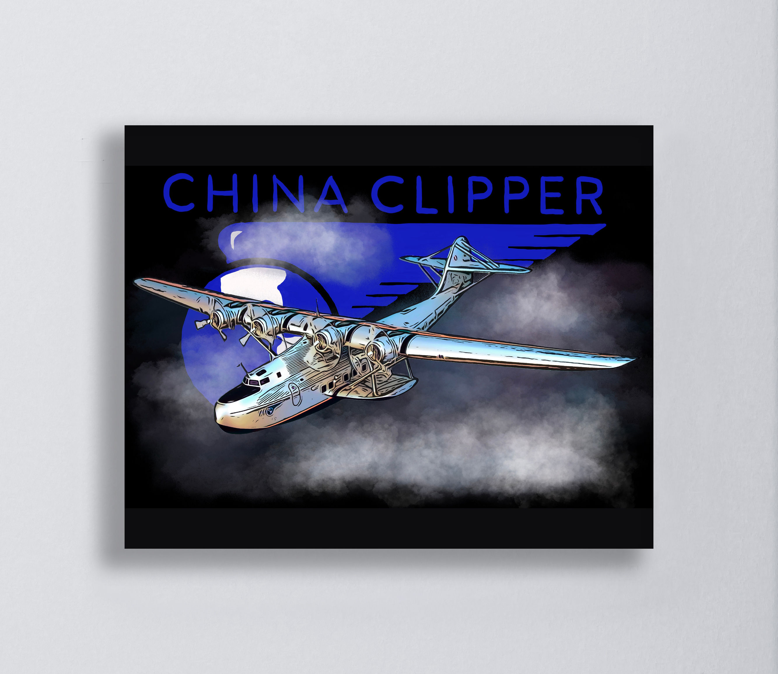 Martin M-130 - China Clipper Top View - 8x10 Original Art Print