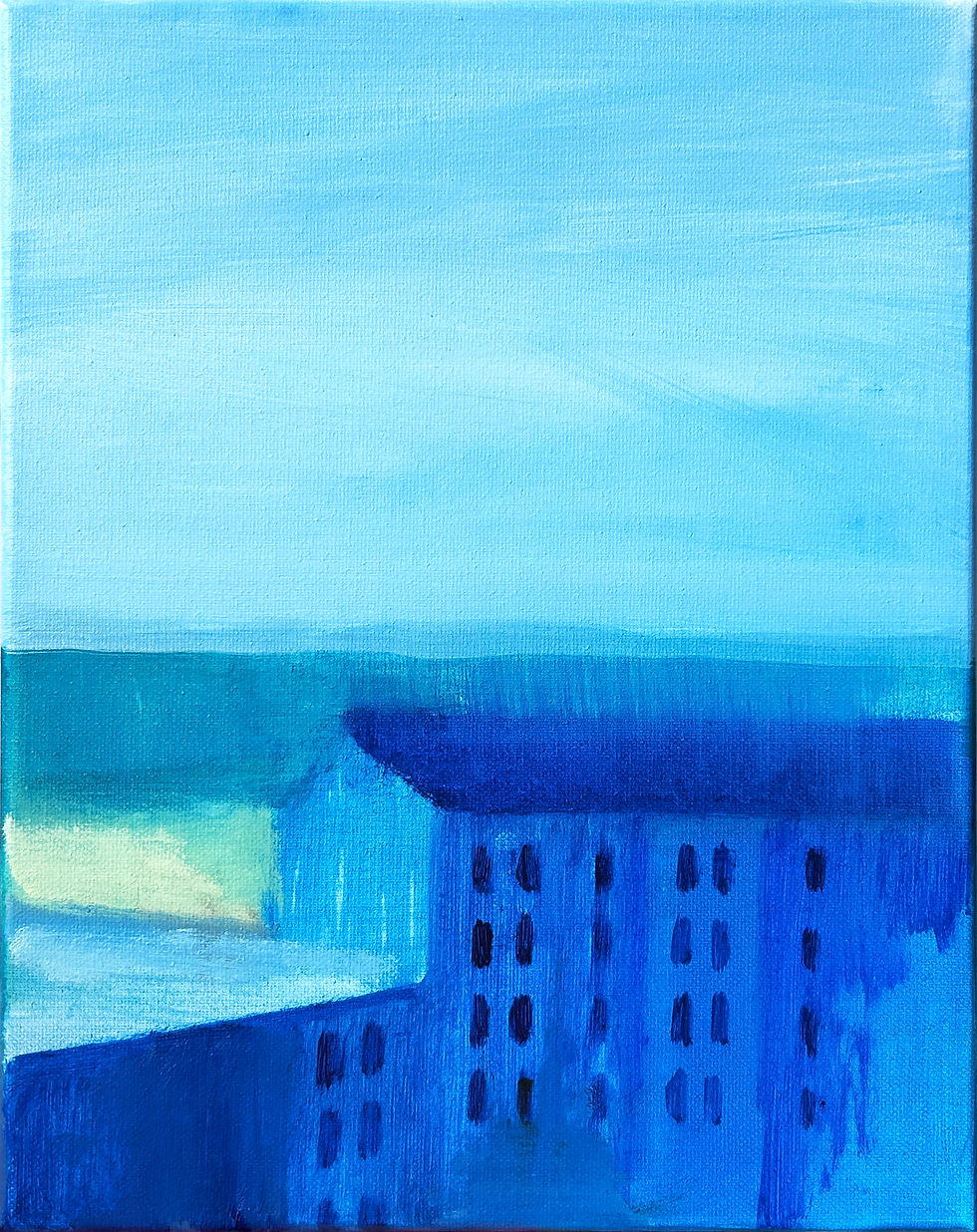 Thumbnail: Little Blue Houses / 28x35, 25x35, 25x35