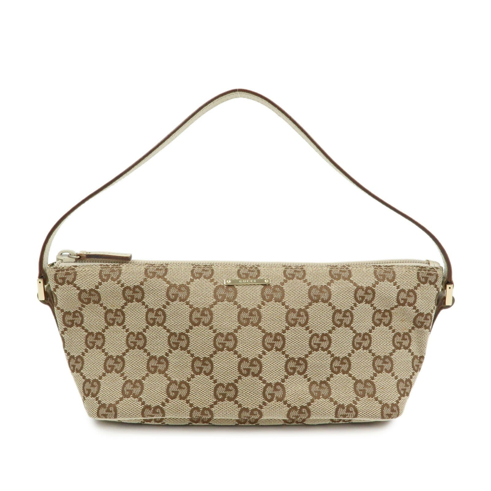 Gucci Boat Bag GG Canvas Leather Brown Ivory