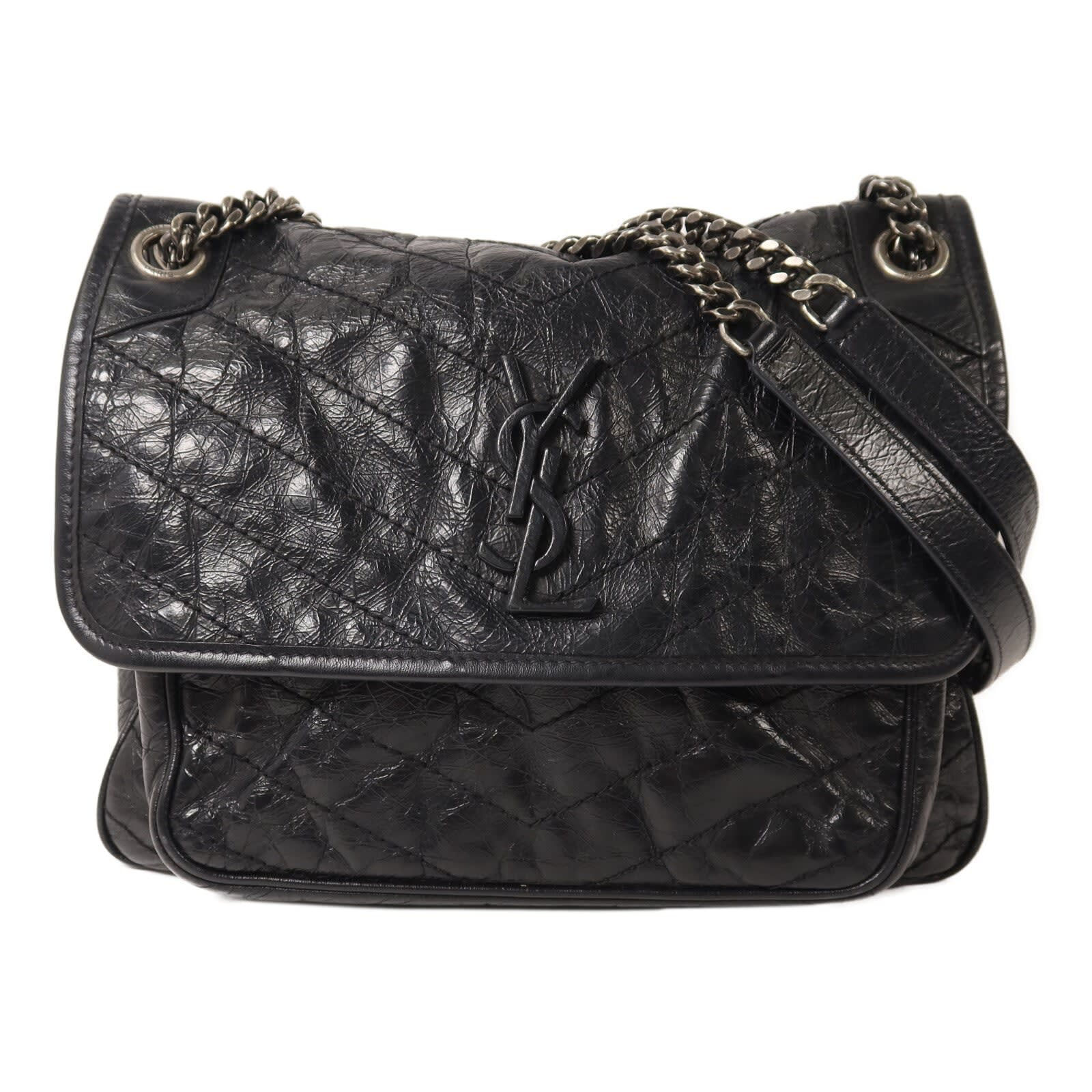 YVES SAINT LAURENT Niki Medium Calfskin Leather Bag Black