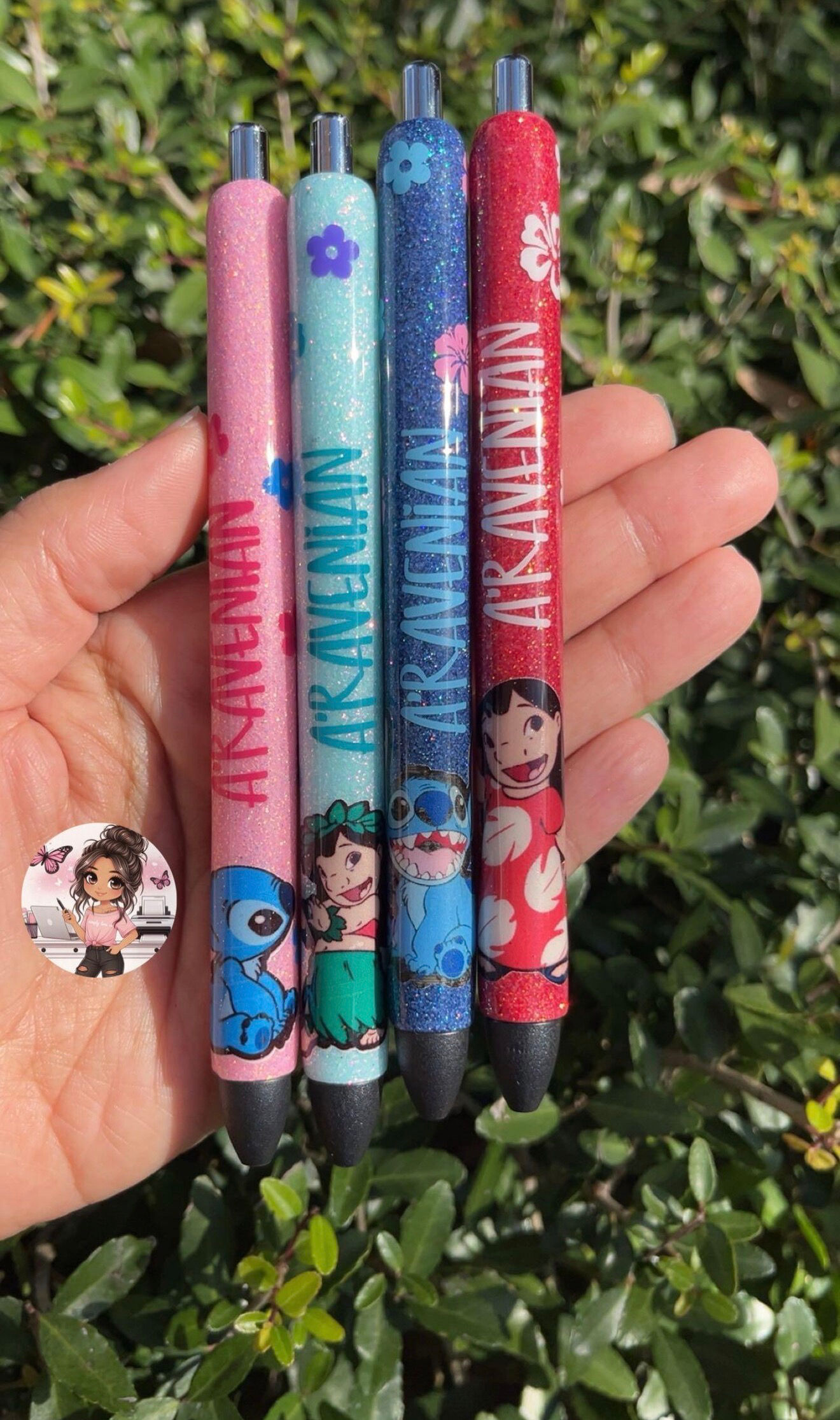 Blue Alien and Island Girl Glitter Pen | Beach | Hawaii