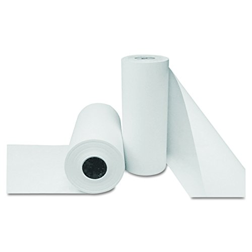 Three white butcher paper rolls; two upright and one lying down with an unwinding sheet. Plain white background, giving a minimalist, clean look.
