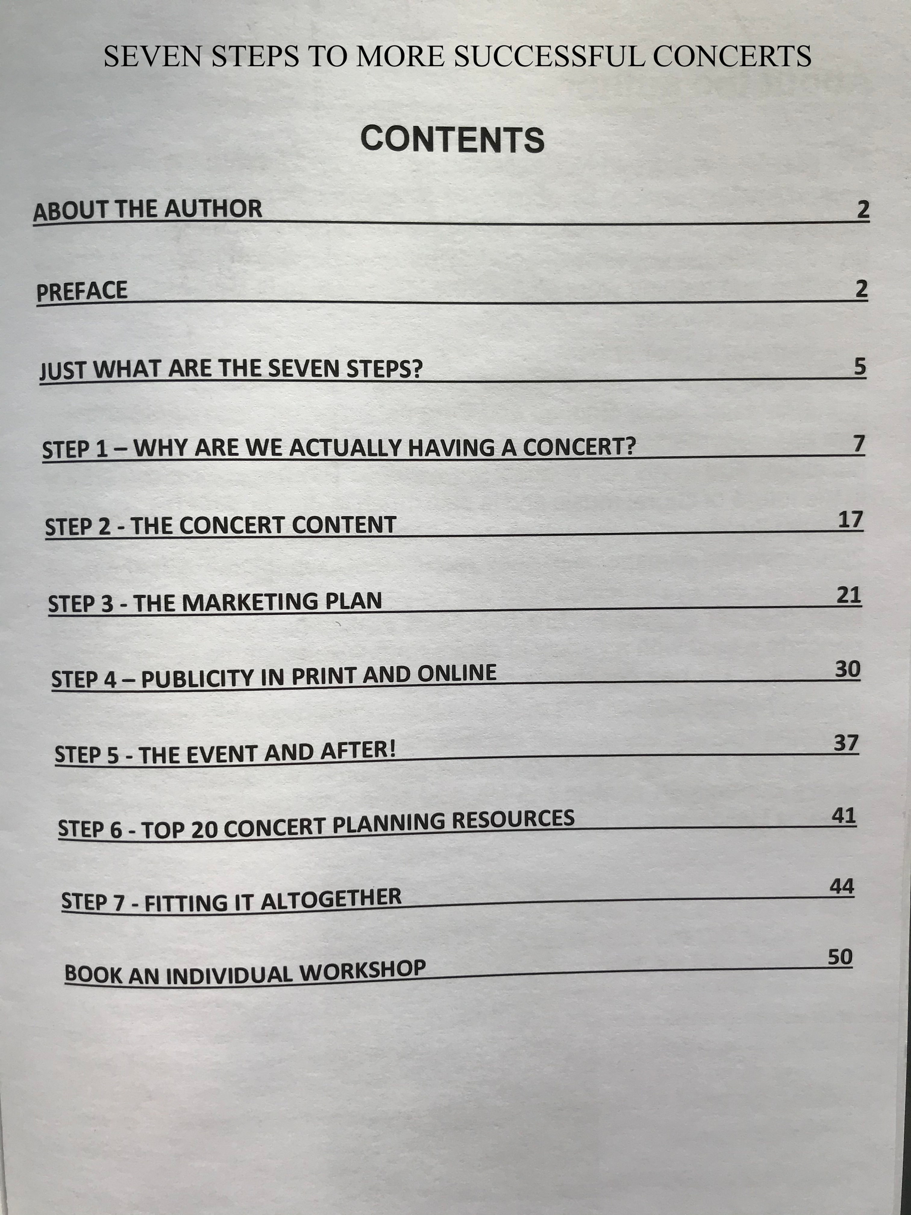 Seven Steps to More Successful Concerts (PDF Download)