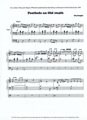 Postlude on the Old 104th for Organ (PDF Download) | Tim Knight Music