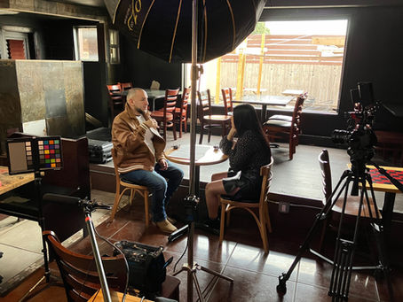 Freelance Production Sound Mixer and Recordist Christian Salinas records locatoin audio for an independant film produced in the Rio Grande Valley of South Texas